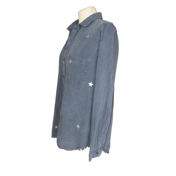 Cloth & Stone Silver Stars on Faded Black Tencel Lyocell Button Down Shirt M - Picture 3 of 6